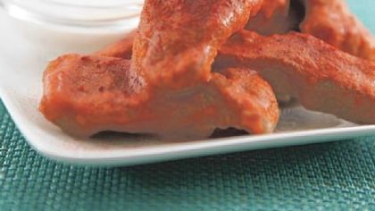 Spicy Seitan Buffalo Wings from "Spork Fed" by Heather Goldberg and Jenny Engel.