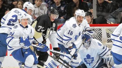 Torrid Evgeni Malkin was a marked man, particularly when he got anywhere close to Toronto goalie James Reimer.