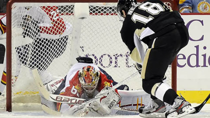 Florida's Jose Theodore stops a shot by Penguins James Neal in the second period at Consol Energy Center Friday.