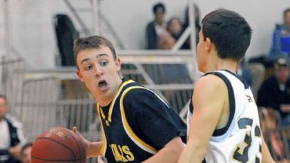 Thomas Jefferson's Eric Fairman, left, looks to drive around Keystone Oaks' Matt Buckley during a Section 4-AAA game.