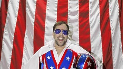 Joe King dressed as Evel Knievel.
