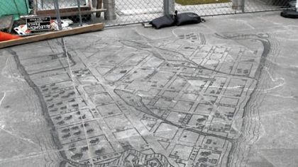 A 1795 map of the Point, with Fort Pitt in its commanding position over the three rivers, has been installed in granite at the new Gateway Center T station, Downtown.