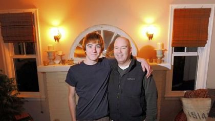 Quaker Valley High School sophomore Josh Billings and his father, Don Billings, at home in Sewickley. Josh, whose father was diagnosed with lymphoma last year, is organizing a race to benefit lymphoma research.
