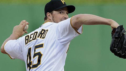 Pirates starting pitcher Erik Bedard delivers against the Nationals in the first inning.