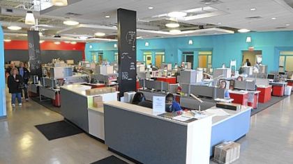 The interior of the newly renovated UCP/CLASS building in Swissvale features blackboard dialogues about community, self-determination, interdependence and other themes.