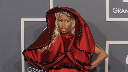 Nicki Minaj arrives at the 54th annual Grammy Awards on Sunday.