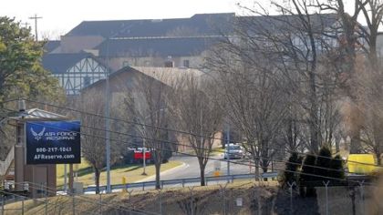 A portion of the United States Air Force Air Reserve Station at the Pittsburgh International Airport is seen from across the highway. The Air Force said in a statement Friday it plans to retire or transfer all seven C-130 aircraft from the base over the next two years.