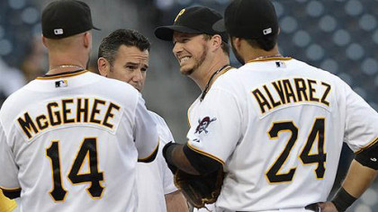 Pirates starting pitcher Erik Bedard left the game in the second inning with an undisclosed injury.