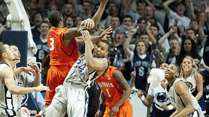 An Illinois shot was blocked at the buzzer to give Penn State a 54-52 win Thursday night over the visiting Illini.