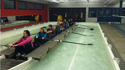 During the Learn to Row and Paddle event, participants get a feel for the sport in the indoor rowing tanks at Three Rivers Rowing's Millvale Facility.