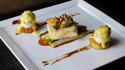 A seafood dish at Spoon in East Liberty. Chef Brian Pekarcik says, "You can't get away from  French technique and foundation." He learned kitchen fundamentals at a traditional French restaurant in San Diego.