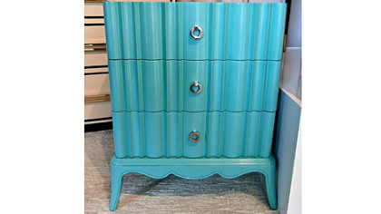Lexington Home Brands aqua lacquer side chest.