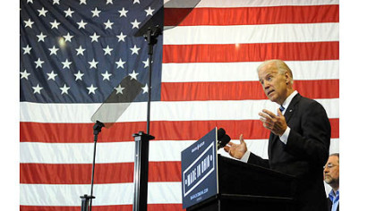 Vice President Joe Biden attacks Mitt Romney's economic policies and his management past during a campaign appearance at M7 Technologies in Youngstown, Ohio.
