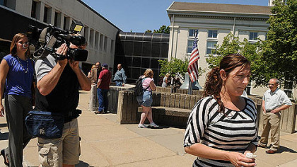 Jennifer Kraner, sister of Kenzie Houk, walks away from the Lawrence County Courthouse in New Castle.  She testified in the sentencing of Jordan Brown in front of Judge John Hodge.