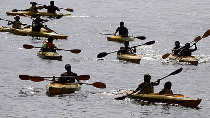 Venture Outdoors festival: Kayakers navigate the Allegheny River