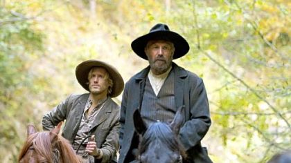 Matt Barr, left, and Kevin Costner in "The Hatfields and the McCoys"