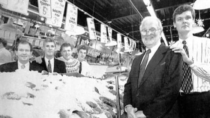 The men of Wholey Seafood Co. in the Strip. From left, Robert Jr., Dan, Sam, Matt, Robert Sr. and Jim. Picture shot in 1995.