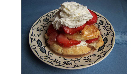 Strawberry  Shortcake with Berry-Caramel Sauce.