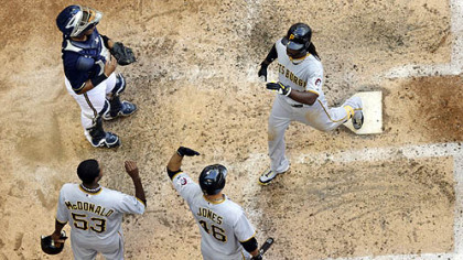 Four-homer salvo produces rare Pirates series win in Milwaukee