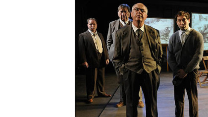 The cast of "The Pitmen Painters," from left: Simon Bradbury, Alan Stanford, Larry John Meyers, Bernard Balbot, Linda Kimbrough and Daryll Heysham.