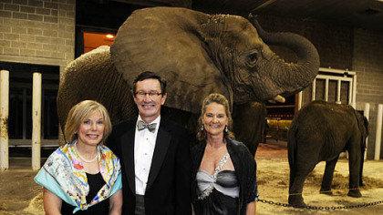 Becky and Tom McGough and zoo director Barbara Baker.