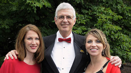 Pat Loughney with his daughter-in-laws Rebecca, left, and Jessica.
