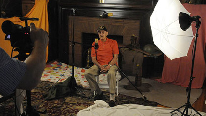 World War II veteran Frank Gervasi, 92, of Vandergrift records his story at Soldiers & Sailors Memorial Hall and Museum.