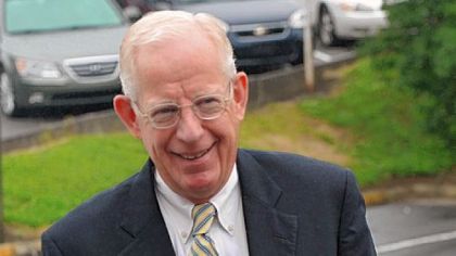 Judge John M. Cleland arrives at the Centre County Courthouse for the first day of jury selection.