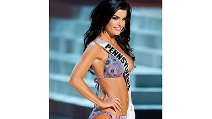 Happier times: Sheena Monnin in the 2012 Miss USA Presentation Show on May 30 in Las Vegas.