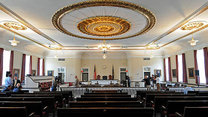 Interior of Courtroom 1 of the Centre County Courthouse where the Jerry Sandusky trial will be held.