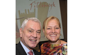 Pierre Dulaine, left, founder of Dancing Classrooms, and event chair Noreen Campbell.