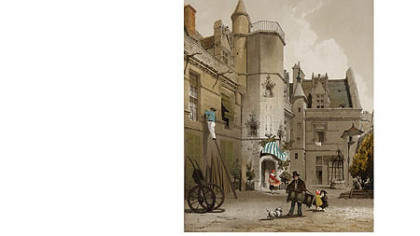 Detail from "Hotel Cluny," Paris, by Thomas Shotter Boys.
Jacques Callot made this etching of Saint Livarius around 1624.