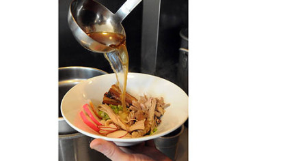 Ramen noodle soup at the Salt of the Earth restaurant.