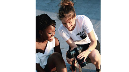 "First Position" director Bess Kargman, right, with dancer Michaela DePrince, a war orphan from Sierra Leone.