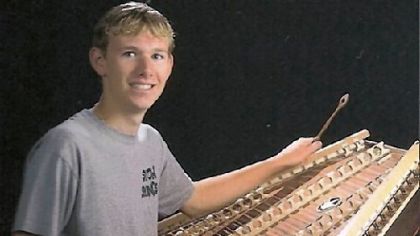 Adam Sutch with his hammered dulcimer.