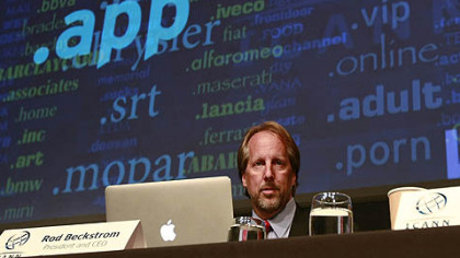 Rod Beckstrom, president and chief executive of Internet Corporation for Assigned Names and Numbers, speaks on expanding the number of domain name suffixes during a news conference in London on Wednesday.