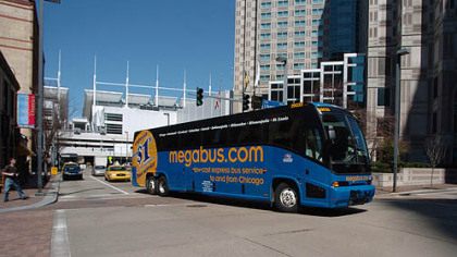 The Megabus stop has been moved to Gateway Center.