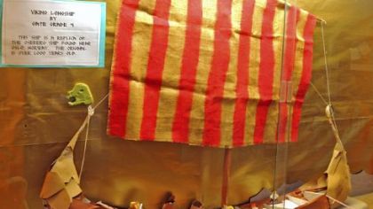 Fourth-grade students at West View Elementary School made a 1.22-meter replica of a Viking longboat.