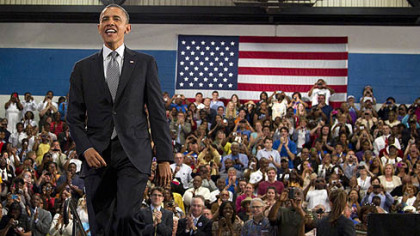President Barack Obama arrives Thursday to speak at Cuyahoga Community College in Cleveland.