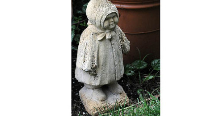 A small statue in Basil Cox's Squirrell Hill garden.