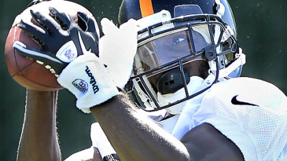 Antonio Brown pulls in a pass during minicamp this week on the South Side.