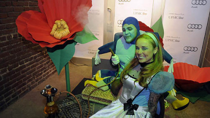 Analise Bahneman plays Alice, with Anthony DeBito-Damico as The Caterpillar.