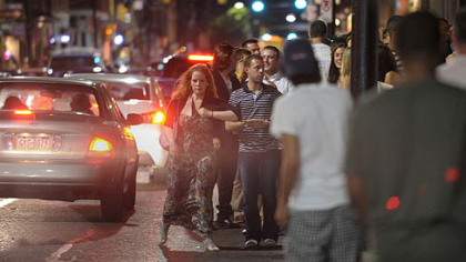 After the bars close at 2 a.m. crowds of people block the sidewalks and overflow into East Carson Street on the South Side.