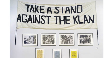 A banner used in 1980 on display at the August Wilson Center.