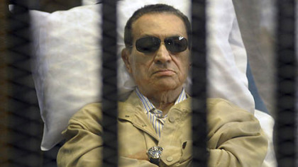 Hosni Mubarak sits inside a cage in a Cairo courtroom June 2, when he was sentenced to life in prison.