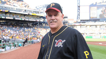 Jon Gracey is honored on the field before the start of the game Friday against Detroit at PNC Park.