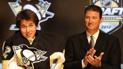 The Penguins' No. 1 pick, Derrick Pouliot, meets owner Mario Lemieux Friday at Consol Energy Center.