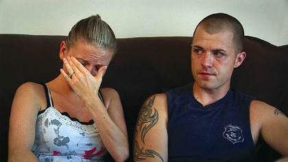 Kori Cioca, with her husband, Rob, discusses being sexually harassed, injured and raped while serving in the U.S. Coast Guard in "The Invisible War."