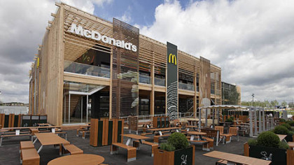 A view of the newly constructed McDonald's restaurant at the Olympic Park in east London, Monday, June 25, 2012.