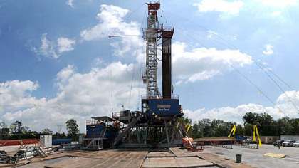 A gas drilling rig in Western Pennsylvania.